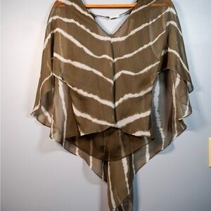 Halston Heritage Brown and White Tunic